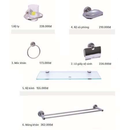 Bộ phụ kiện phòng tắm Đình Quốc DQ 1421 inox 304