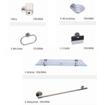 Bộ phụ kiện phòng tắm Đình Quốc DQ 1422 inox 304
