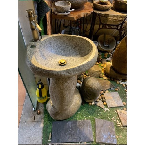 Chậu rửa mặt lavabo chân đứng đá cuội Tây Bắc LC02