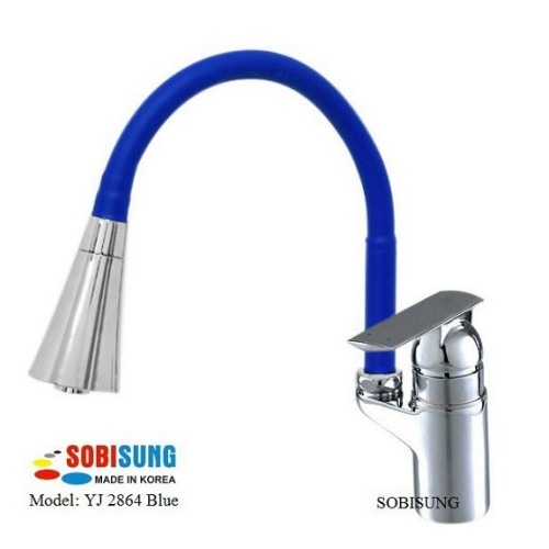 Vòi rửa bát cần mềm nóng lạnh Hàn Quốc màu xanh Sobisung YJ-2864 Blue