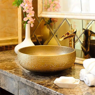 Chậu lavabo sứ nghệ thuật Gia Mỹ 806 (46x46x16cm)