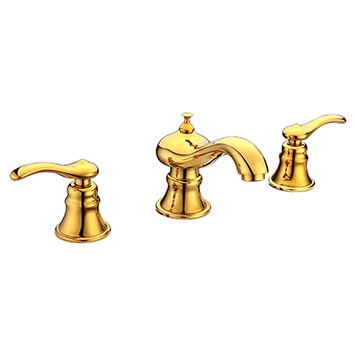 Vòi chậu lavabo nóng lạnh 3 lỗ màu vàng Elimen G1131307