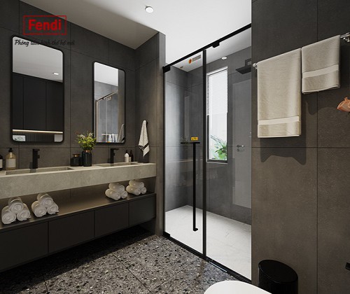 Vách kính nhà tắm màu đen Fendi FMP-2X2B (1300x2000mm)