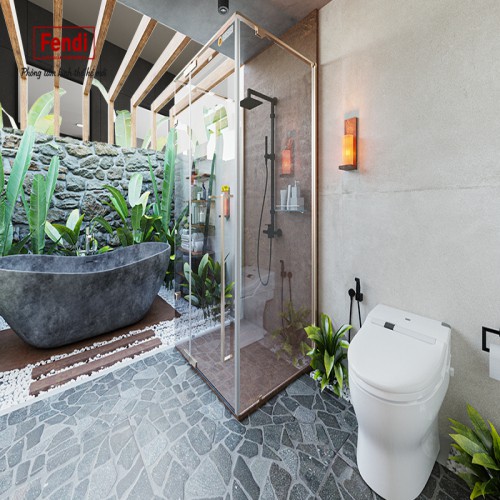 Vách kính nhà tắm màu vàng Fendi FMU-1X4G (1000x900x2000mm)