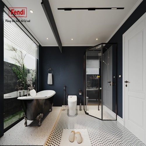 Vách kính nhà tắm màu đen Fendi FMV-1X3B (1000x1000x2000mm)