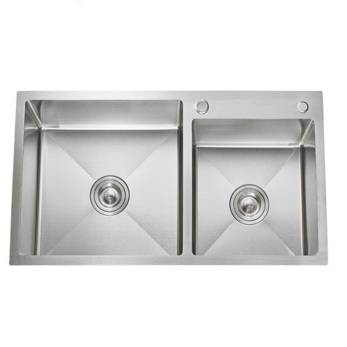Chậu rửa bát 2 hố lệch đúc liền khối Homaya 7243L (720x430mm)