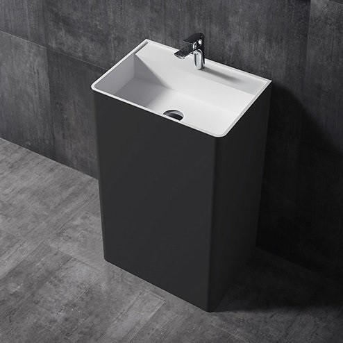 Chậu rửa đá nhân tạo chân đứng màu đen trắng MK-0089B