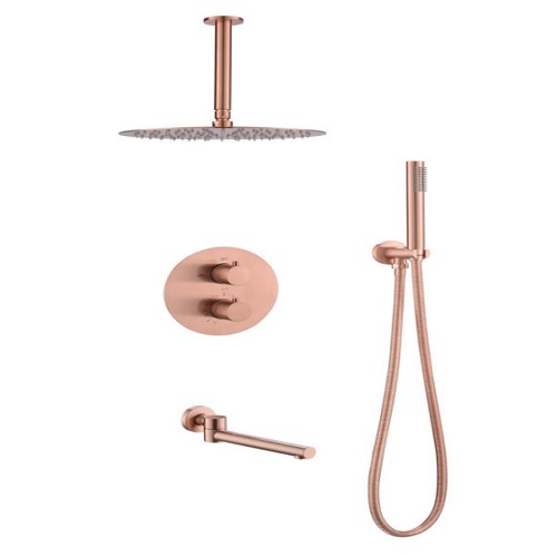 Sen tắm âm tường nóng lạnh màu hồng vàng Rose Gold Miken BUF-KL-964 (Bát 30x30cm)