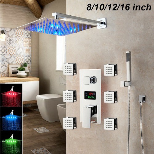 Sen tắm âm tường có hiển thị nhiệt độ đèn led Miken HM-50202-WMS (Bát 30x30cm)
