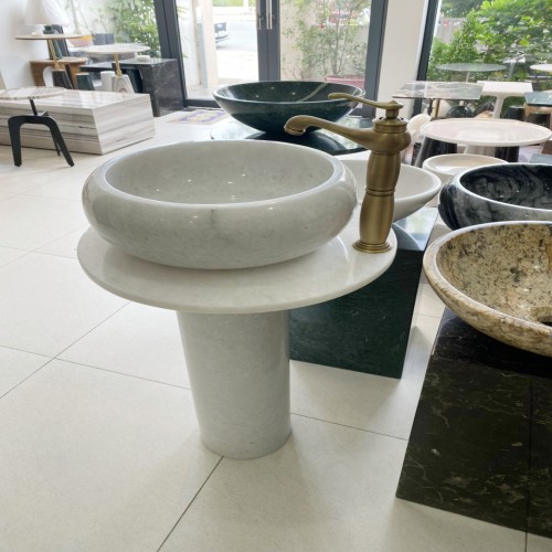 Chậu rửa lavabo đá tự nhiên nghệ thuật chân đứng Miken MKC-2870V