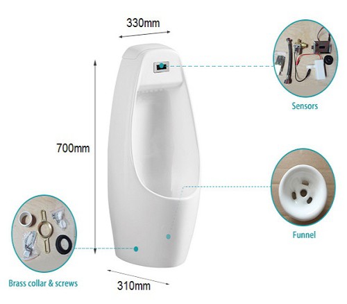 Tiểu nam treo tường mạ màu đen Miken MKT-80011B