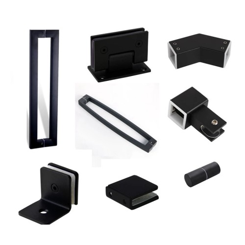 Bộ phụ kiện vách tắm kính màu đen black Miken PKVK-90135180B (90 độ, 135 độ, 180 độ - Đặt hàng 15-25 ngày)