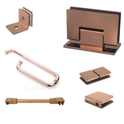 Bộ phụ kiện vách tắm kính màu vàng hồng rose gold Miken PKVK-90135180RG (90 độ, 135 độ, 180 độ - Đặt hàng 15-25 ngày)