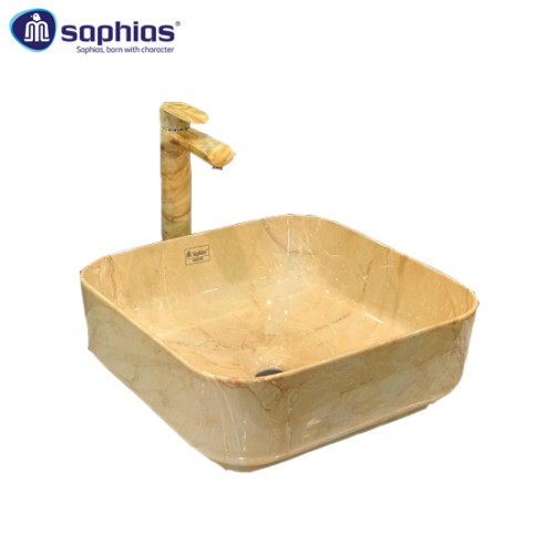 Chậu rửa mặt lavabo vân đá nâu Saphias TS-8007B