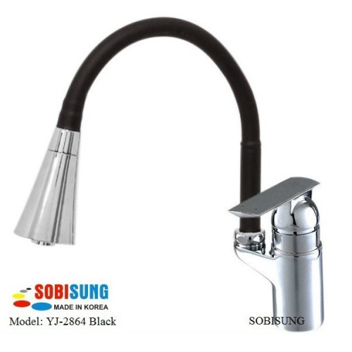 Vòi rửa bát cần mềm nóng lạnh Hàn Quốc màu đen Sobisung YJ-2864 Black