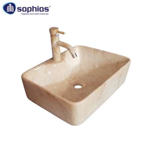 Chậu rửa mặt lavabo vân đá nâu Saphias TS-8029AB