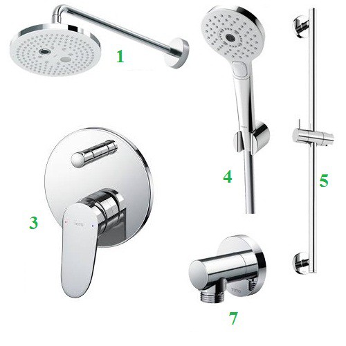 Sen tắm âm tường TOTO 5 chi tiết TBW01004A-TBS04304B-TBW01010A-TBW01016B-TBW01014B