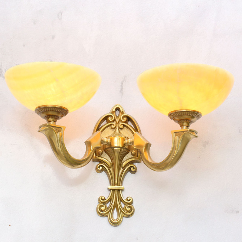 Đèn tường đồng chao đá 2 bóng 89138/2