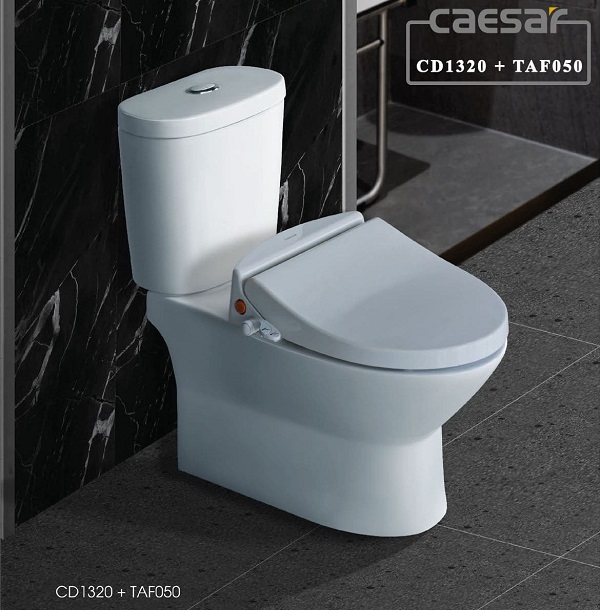 Bàn cầu hai khối kết hợp nắp cơ Caesar CD1320-TAF050