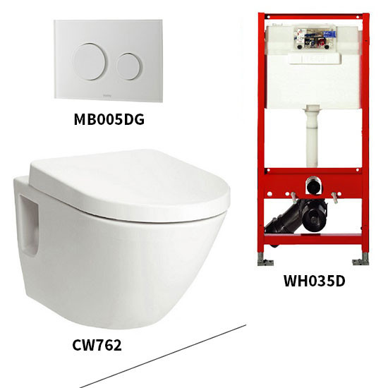 Bộ bồn cầu treo tường Toto CW812JWS/WH035D/MB005DCP - Image 3