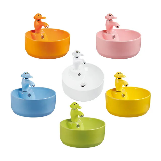 Bộ chậu vòi lavabo trẻ em mẫu giáo màu cam Miken MKV-0931O - Image 6