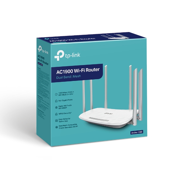 Bộ phát wifi TP-Link Archer C86 (Chuẩn AC/ AC1900Mbps/ 6 Ăng-ten ngoài/ Wifi Mesh/ 35 User) - Image 3