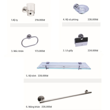 Bộ phụ kiện phòng tắm Đình Quốc DQ 1422 inox 304