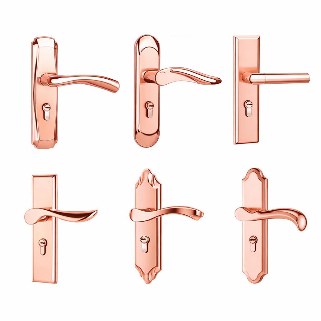 Bộ tay nắm khóa cửa đôi 2 cánh màu vàng hồng Rose gold Miken MK-1022-RG