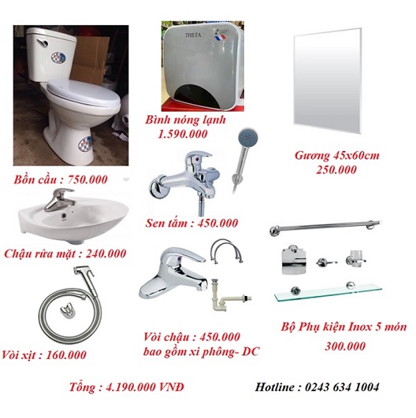 Bộ thiết bị vệ sinh giá rẻ HM001