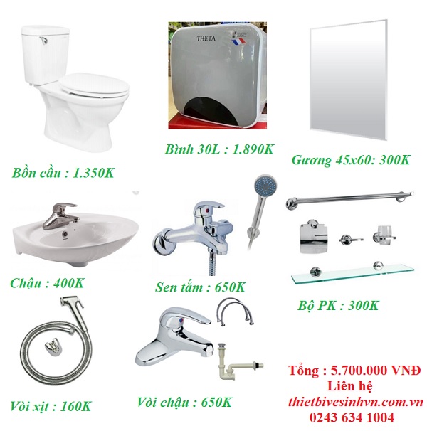 Bộ thiết bị vệ sinh giá rẻ HM003