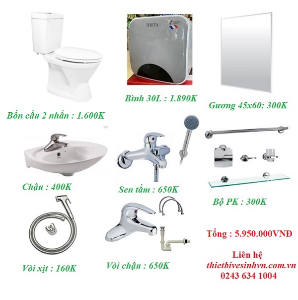 Bộ thiết bị vệ sinh giá rẻ HM004