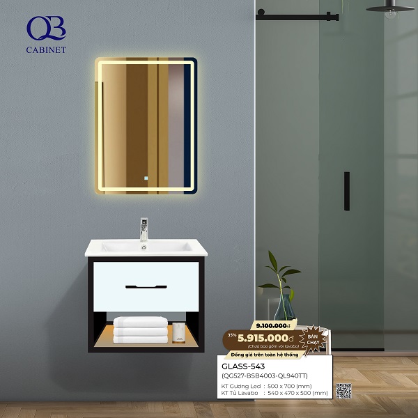Bộ tủ Cabinet thủy tinh kháng khuẩn Basic GLASS-541 - Image 4