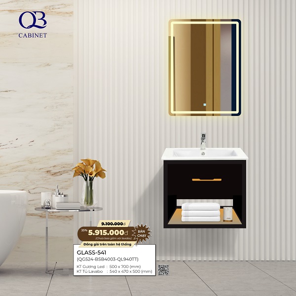 Bộ tủ Cabinet thủy tinh kháng khuẩn Basic GLASS-543 - Image 3
