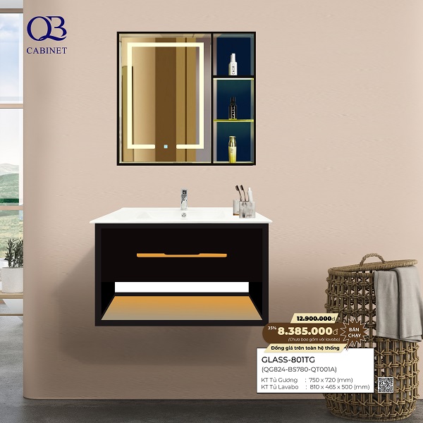 Bộ tủ Cabinet thủy tinh kháng khuẩn Basic GLASS-544TG - Image 5