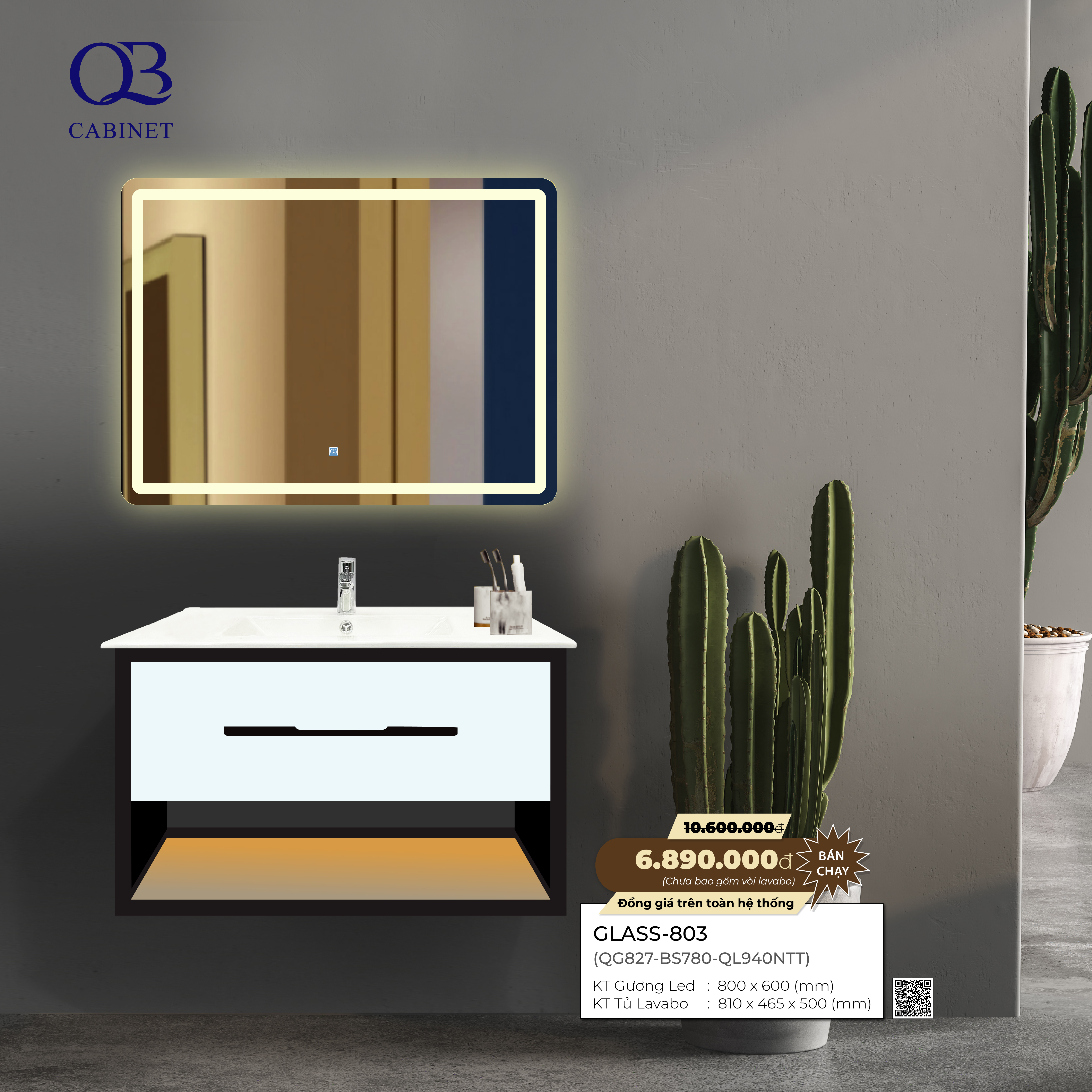 Bộ tủ Cabinet thủy tinh kháng khuẩn Basic GLASS-801TG - Image 6