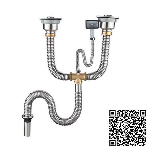 Bộ xả xi phông chậu rửa bát 2 hộc chống mùi hôi cao cấp Miken XFC-2H
