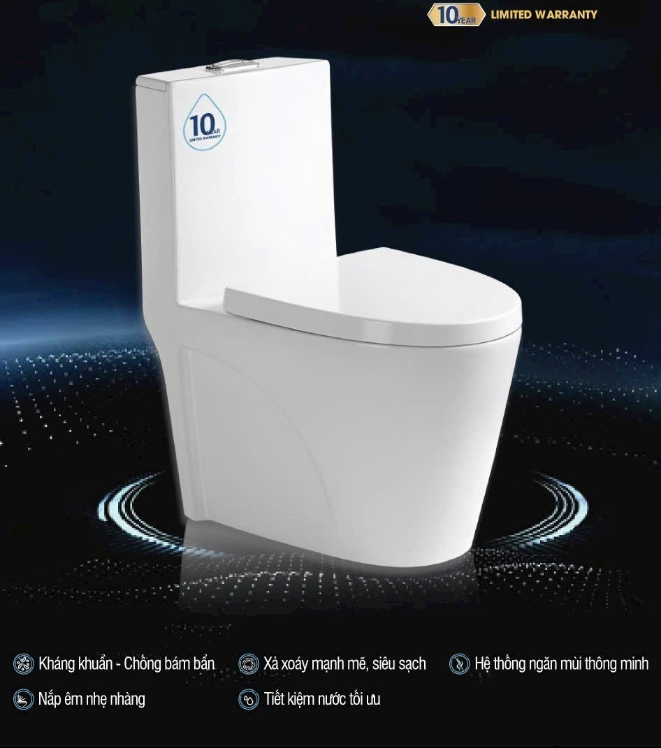 Bồn cầu màu đen viền vàng liền khối két liền GDKES SA-276 BGL - Image 5