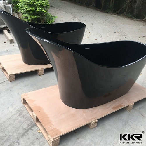 Bồn tắm đá nhân tạo marble nghệ thuật màu đen AL-BS8623 (có vòi -Đặt hàng 7-25 ngày) - Image 3