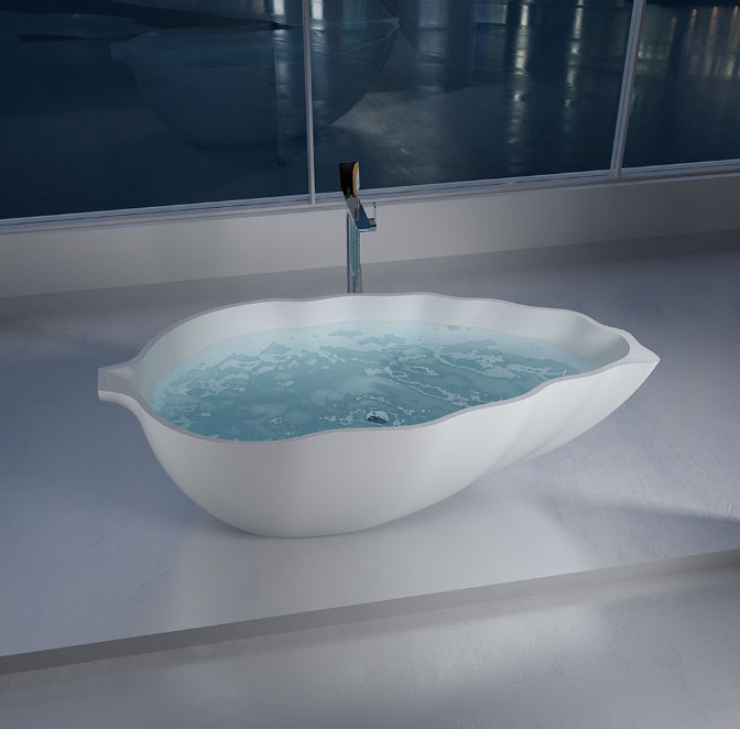 Bồn tắm đá nhân tạo màu trắng nghệ thuật Miken KJ-S531A (1700x800x630mm) - Image 3