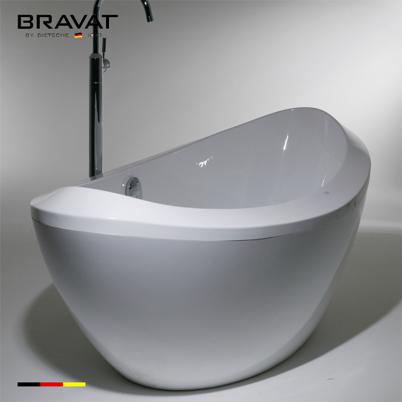 Bồn tắm đặt sàn màu đỏ đá cẩm thạch Bravat B20799R-1 (1715x865x550mm) - Image 4