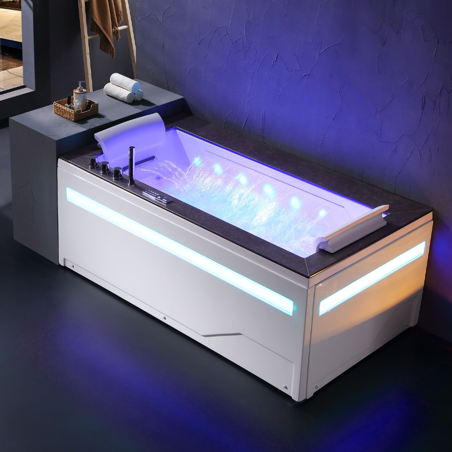 Bồn tắm góc massage Nofer NG-5503P (ngọc trai-sục khí-1300x1300x580mm) - Image 4