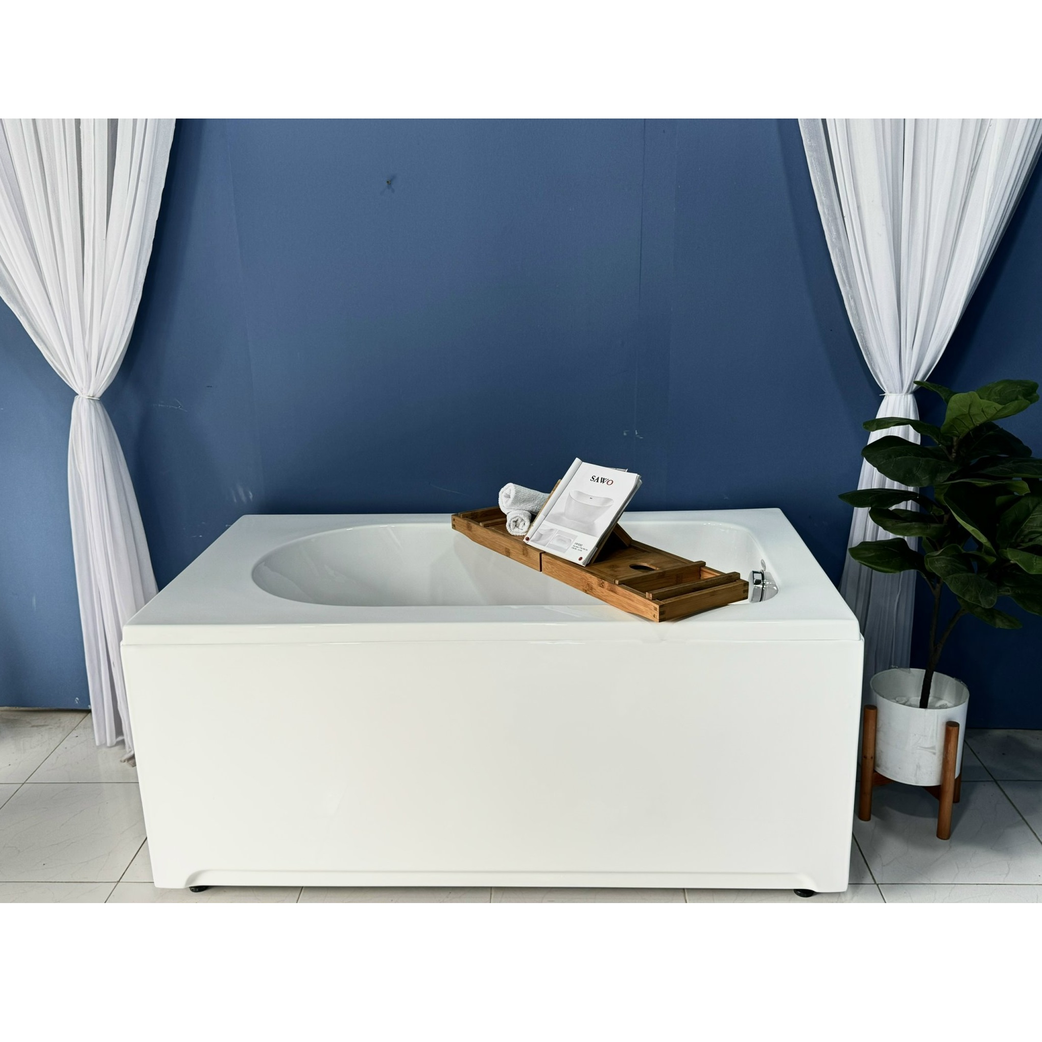 Bồn tắm massage đặt sàn hình elip SAWO SW4816 (Acrylic-1605x780x590mm) - Image 4