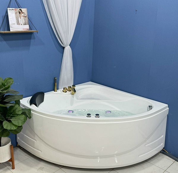 Bồn tắm massage đặt sàn hình Oval cạnh thẳng có sủi khí SAWO SW5817MB (Acrylic-1709x820x600mm) - Image 5