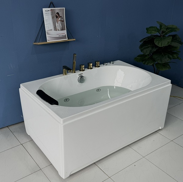Bồn tắm massage đặt sàn hình ovan cạnh thẳng SAWO SW5815M (Acrylic-1450x750x600mm) - Image 6