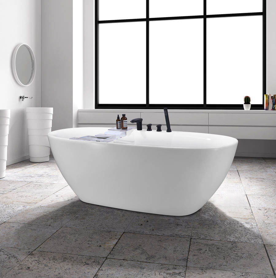 Bồn tắm massage hình tròn đặt sàn Nofer NG-225 (Acrylic-1800x850x700mm) - Image 5