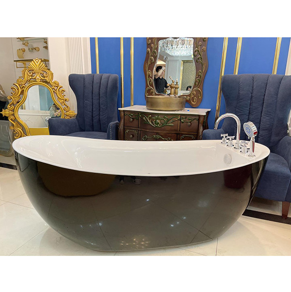 Bồn tắm nằm Acrylic massage màu đen lòng trắng Miken MK-189074B (Sục thủy lực, sục khí, đèn led)