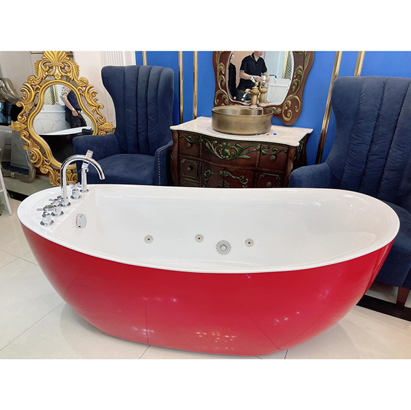 Bồn tắm nằm Acrylic massage màu đỏ lòng trắng Miken MK-189074R (Sục thủy lực, sục khí, đèn led)