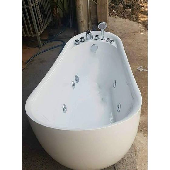 Bồn tắm nằm Acrylic massage màu hồng lòng trắng Miken MK-189074P (Sục thủy lực, sục khí, đèn led) - Image 5