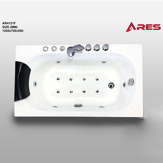 Bồn tắm nằm massage ARES AR4121F (1200x700x550mm sục khí, sục cơ)