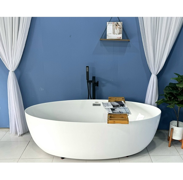 Bồn tắm ngâm đặt sàn hình elip SAWO SW5716E (Acrylic-1605x780x590mm) - Image 3